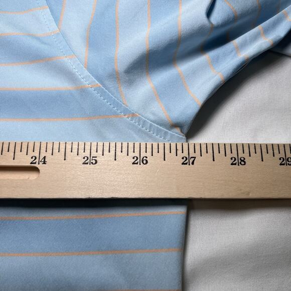 Footjoy FJ Polo Shirt Size 2XL Blue Orange Tonal Stripe Lisle Golf Dad Preppy - Picture 7 of 12